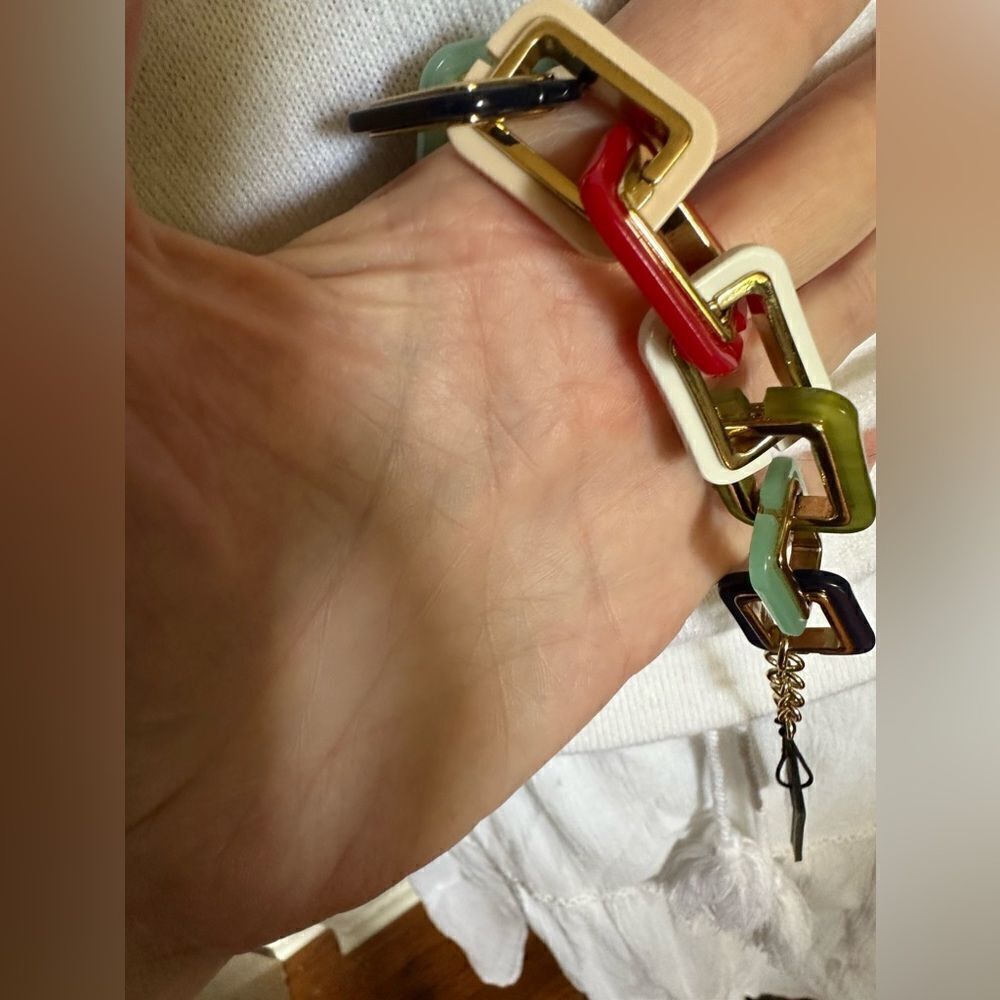 Fabulous Ann Taylor retro-style multi-colored geometric link bracelet NWT - Picture 7 of 8